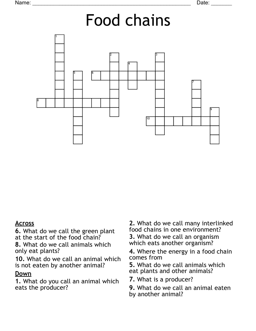 Food chains Crossword