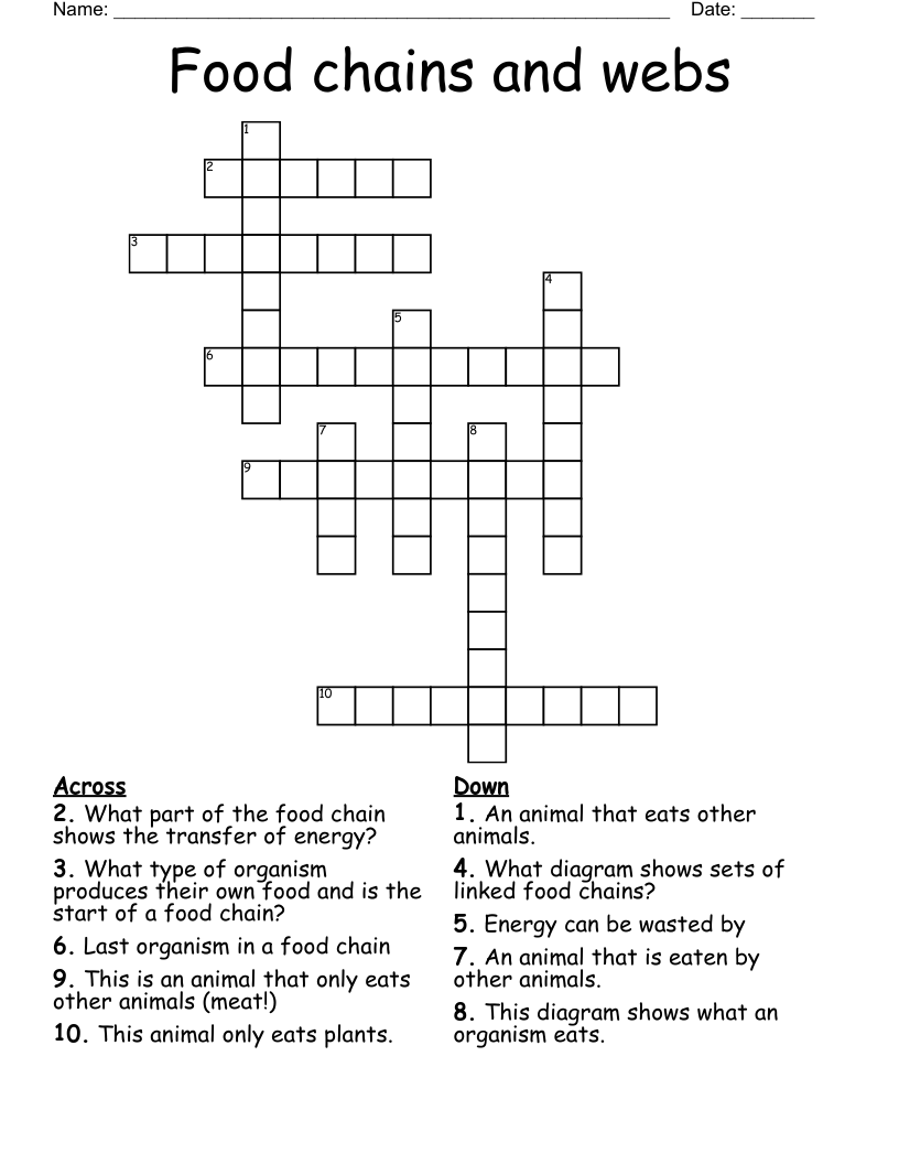 Food chains and webs Crossword
