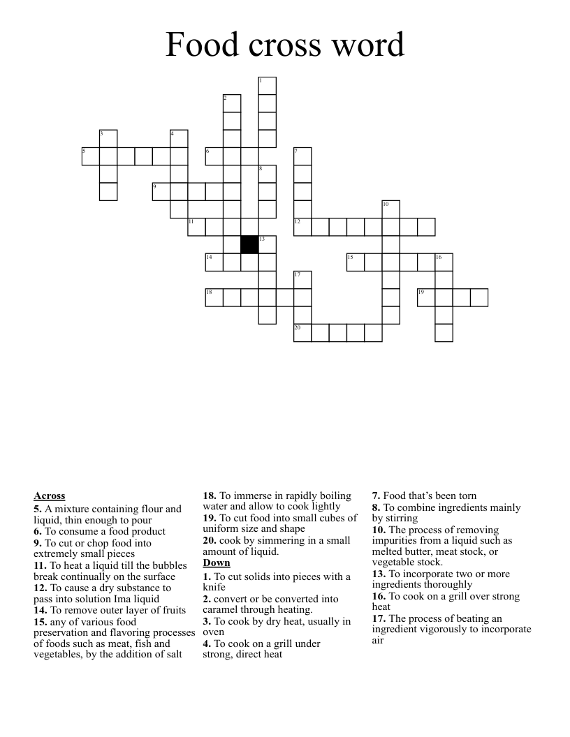 Food cross word