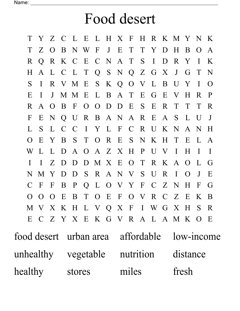 Food desert Word Search