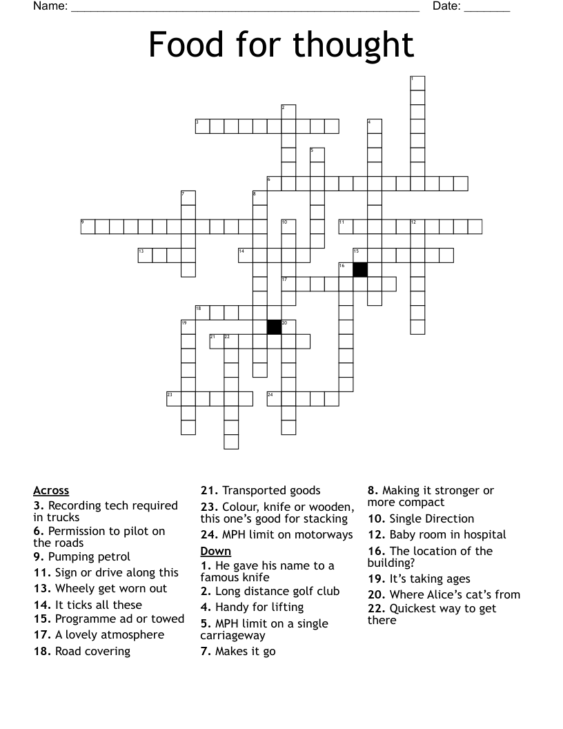 Food for thought Crossword