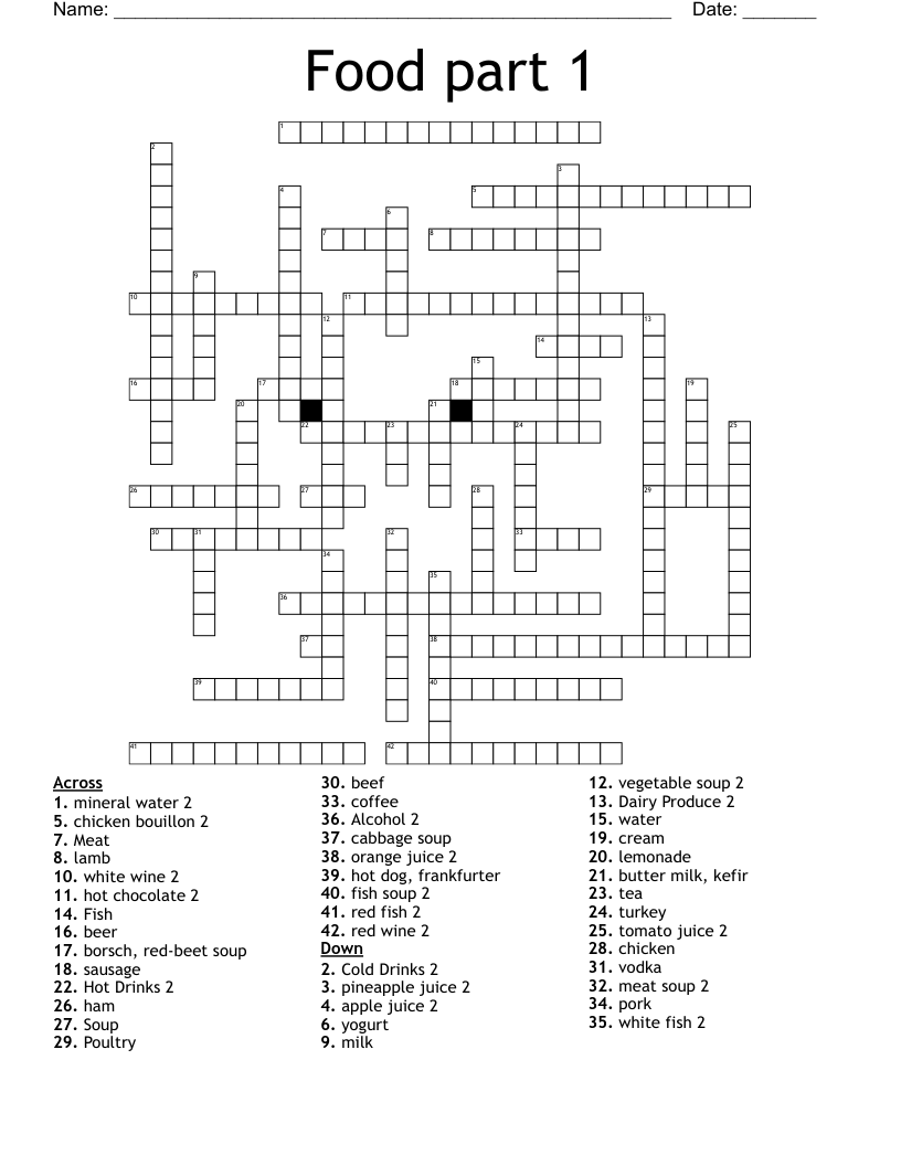 Food part 1 Crossword