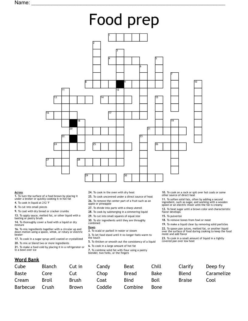 Food prep Crossword