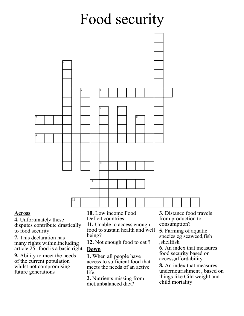 Food security Crossword
