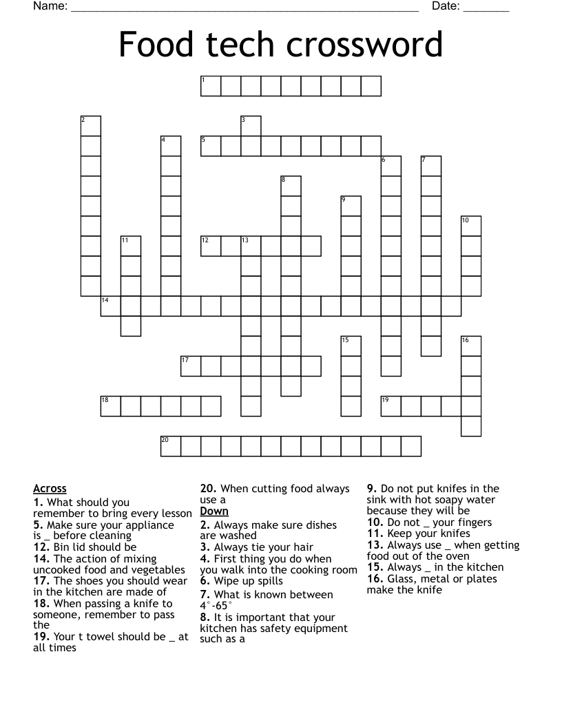 Food tech crossword