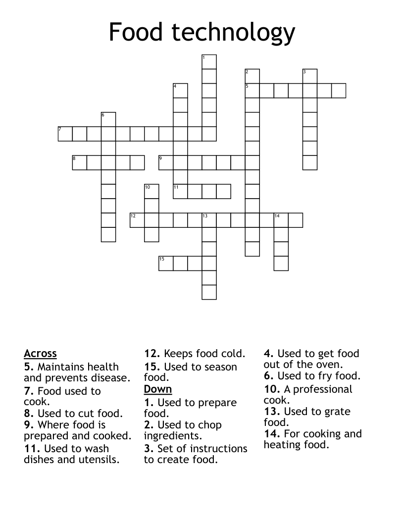 Food technology  Crossword