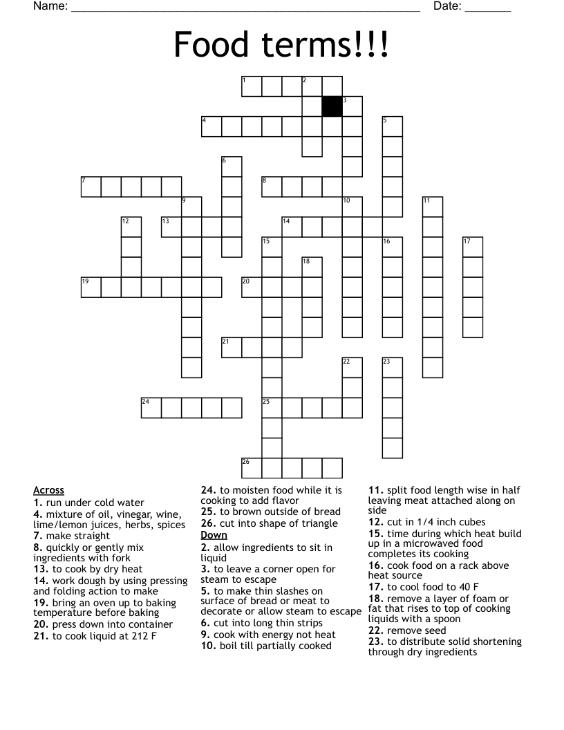 Food terms!!! Crossword