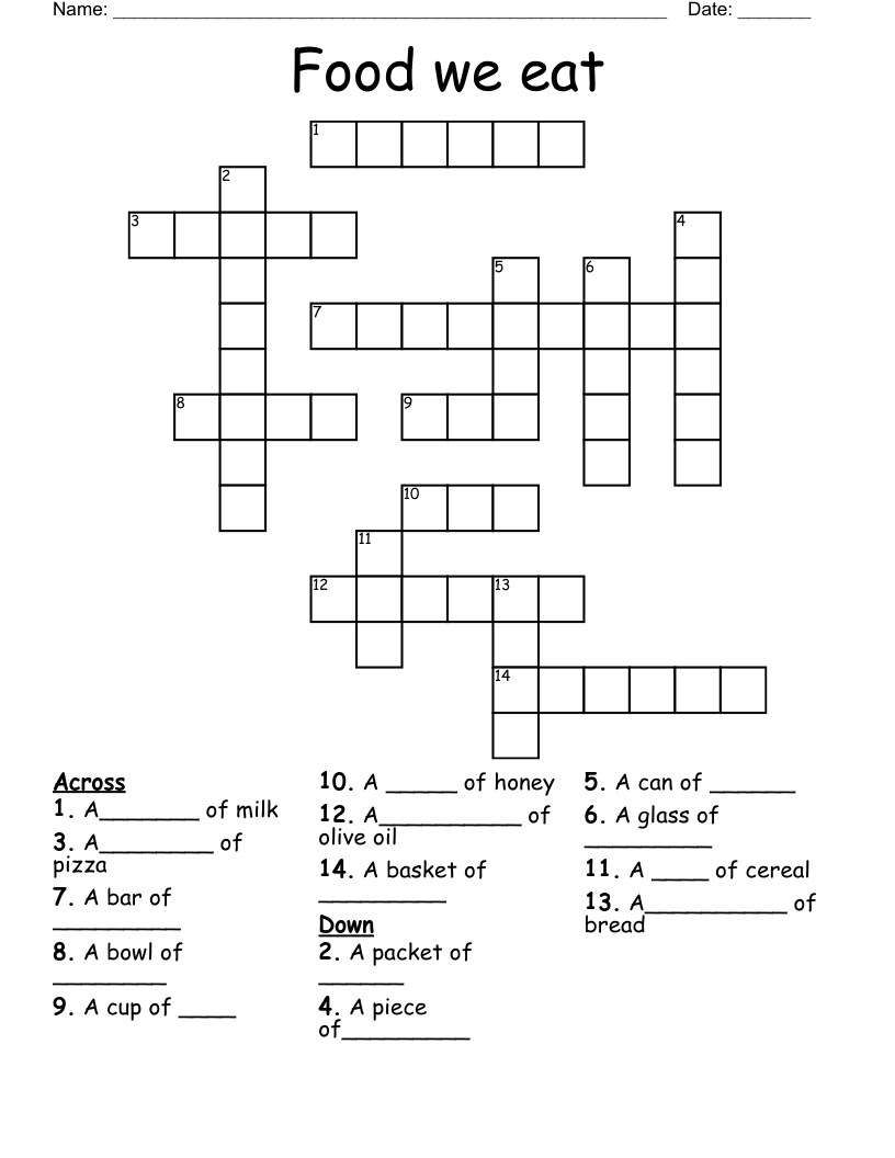 Food we eat Crossword