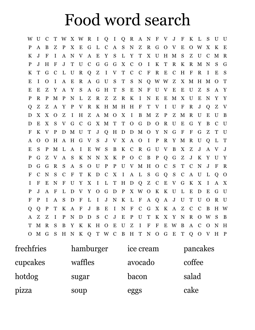 Food word search 