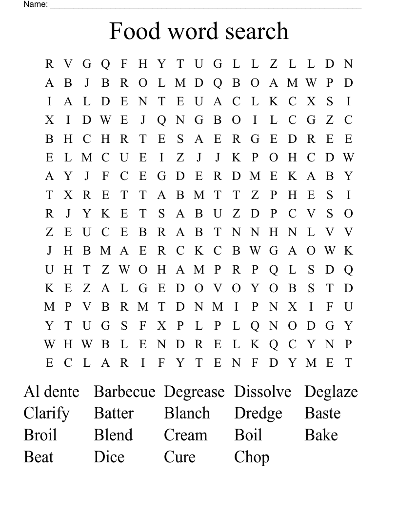 Food word search 