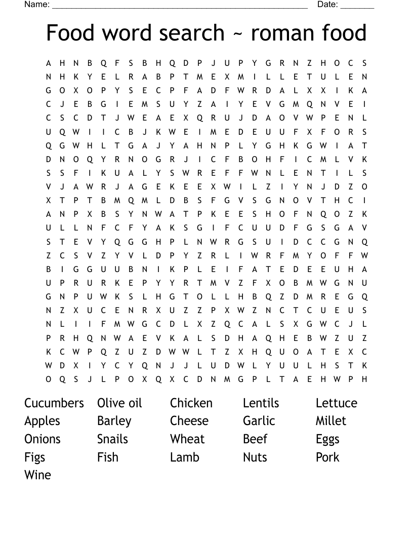 Food word search ~ roman food 