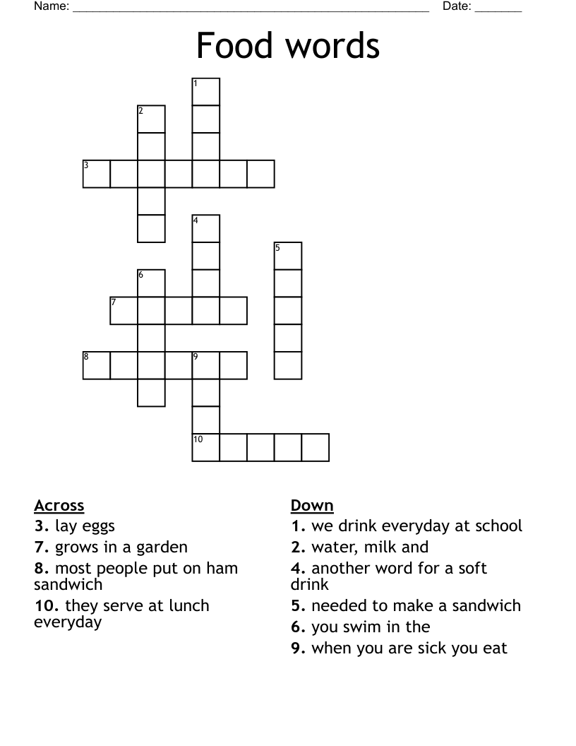Food words Crossword