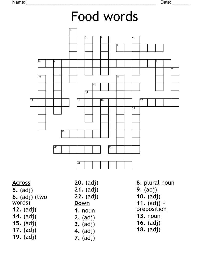 Food words Crossword