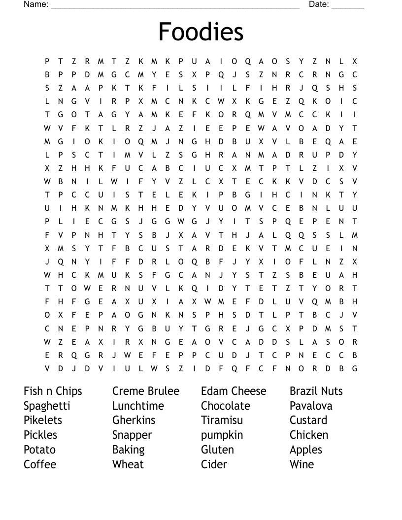 Foodies Word Search
