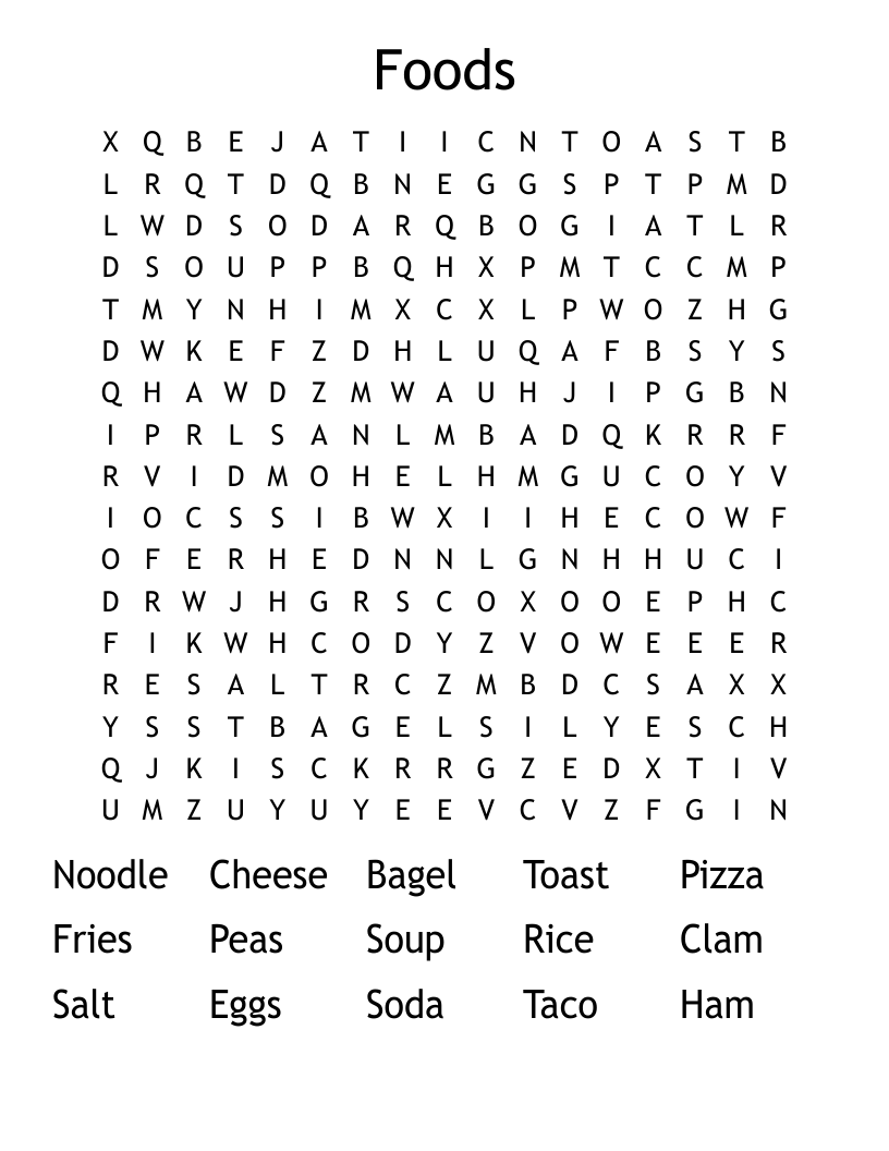 Foods Word Search