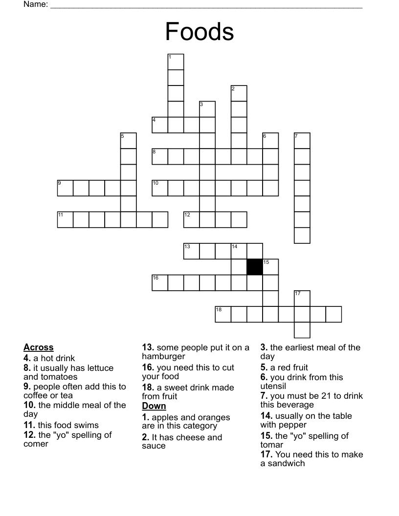 Foods Crossword