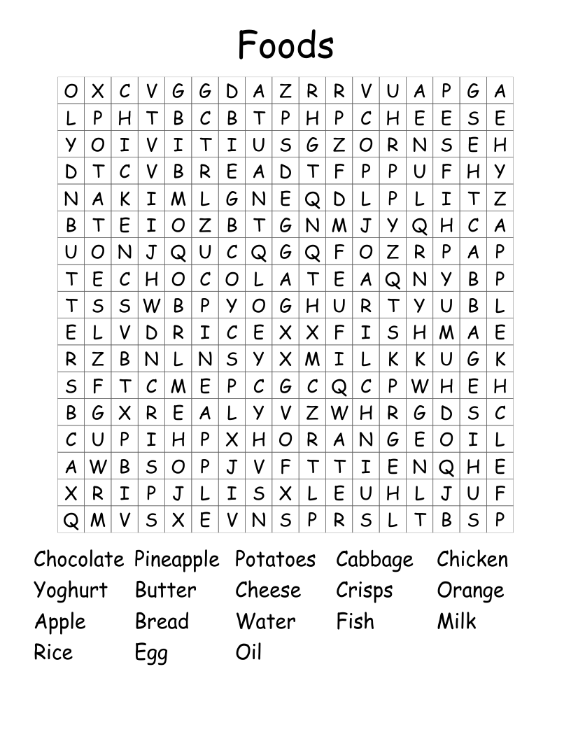 Foods Word Search