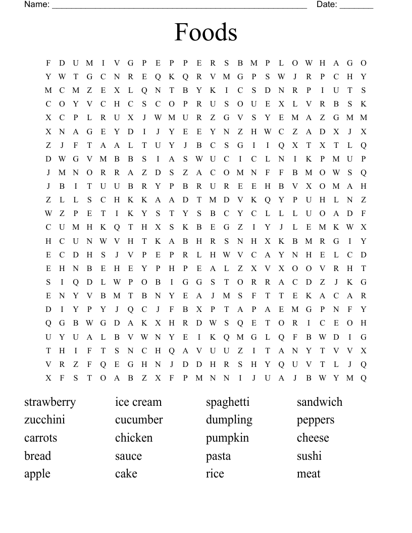 Foods Word Search