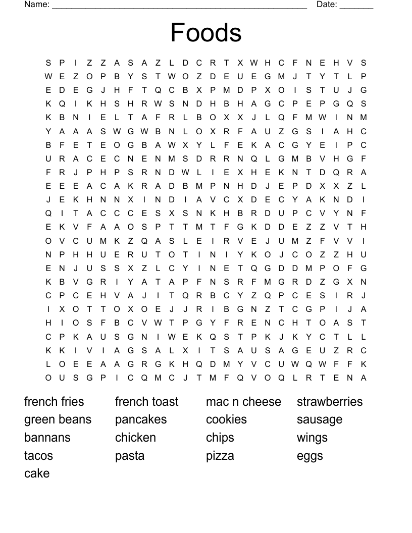 Foods Word Search