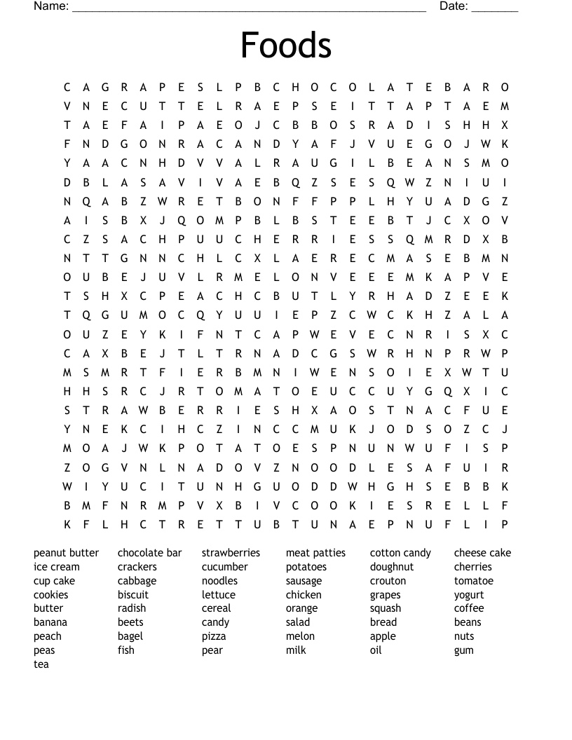 Foods Word Search