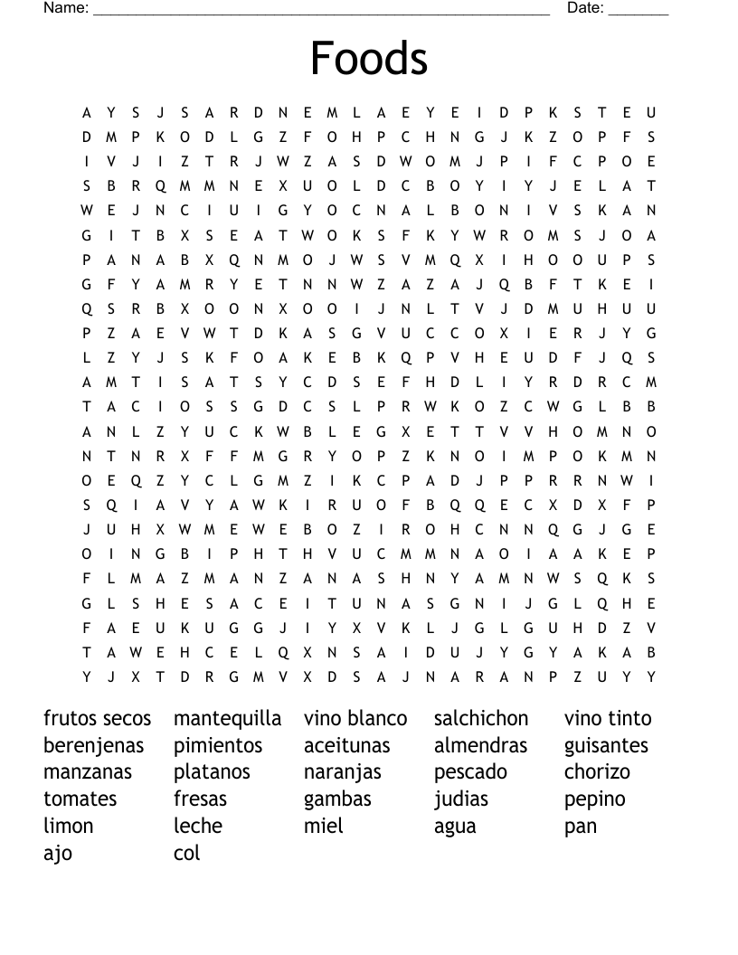 Foods Word Search