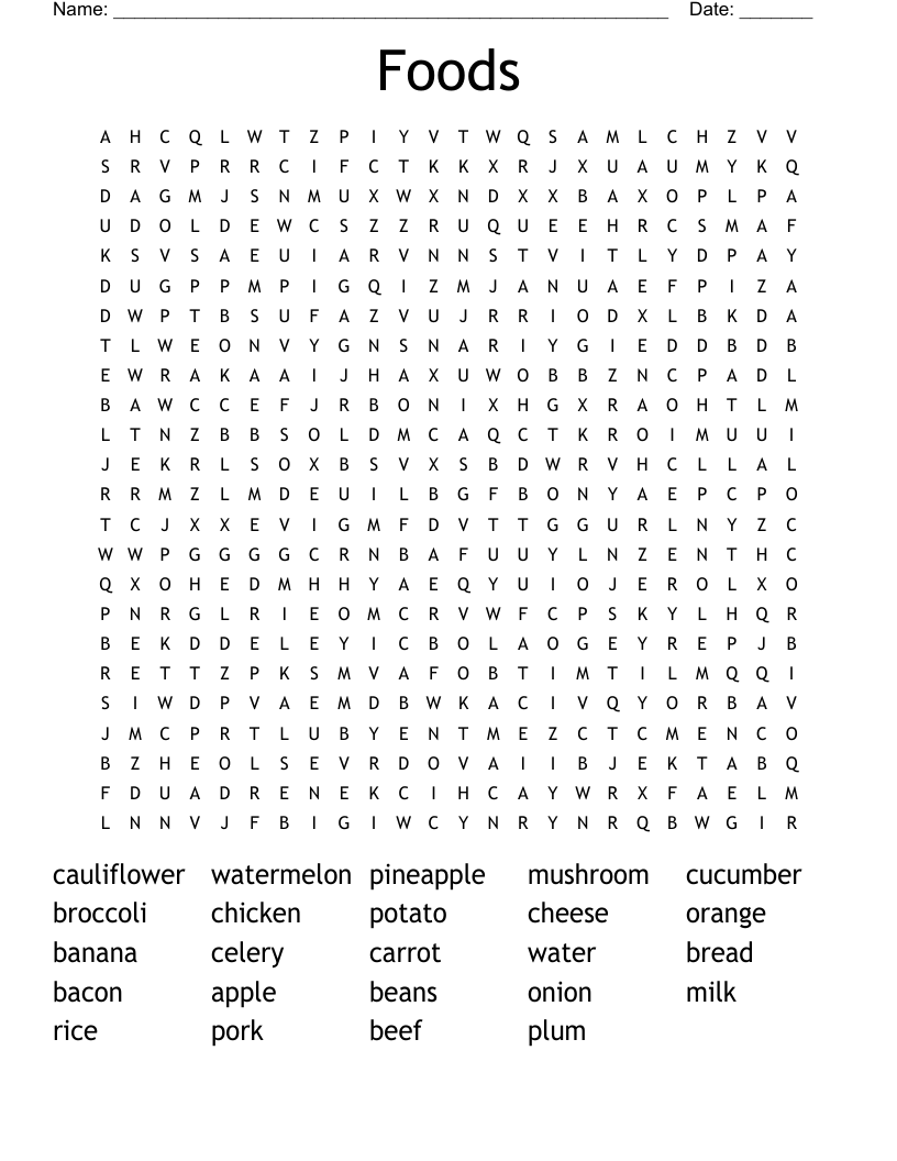 Foods Word Search