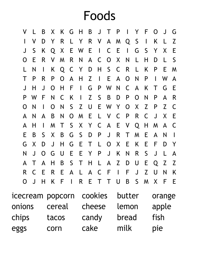 Foods Word Search