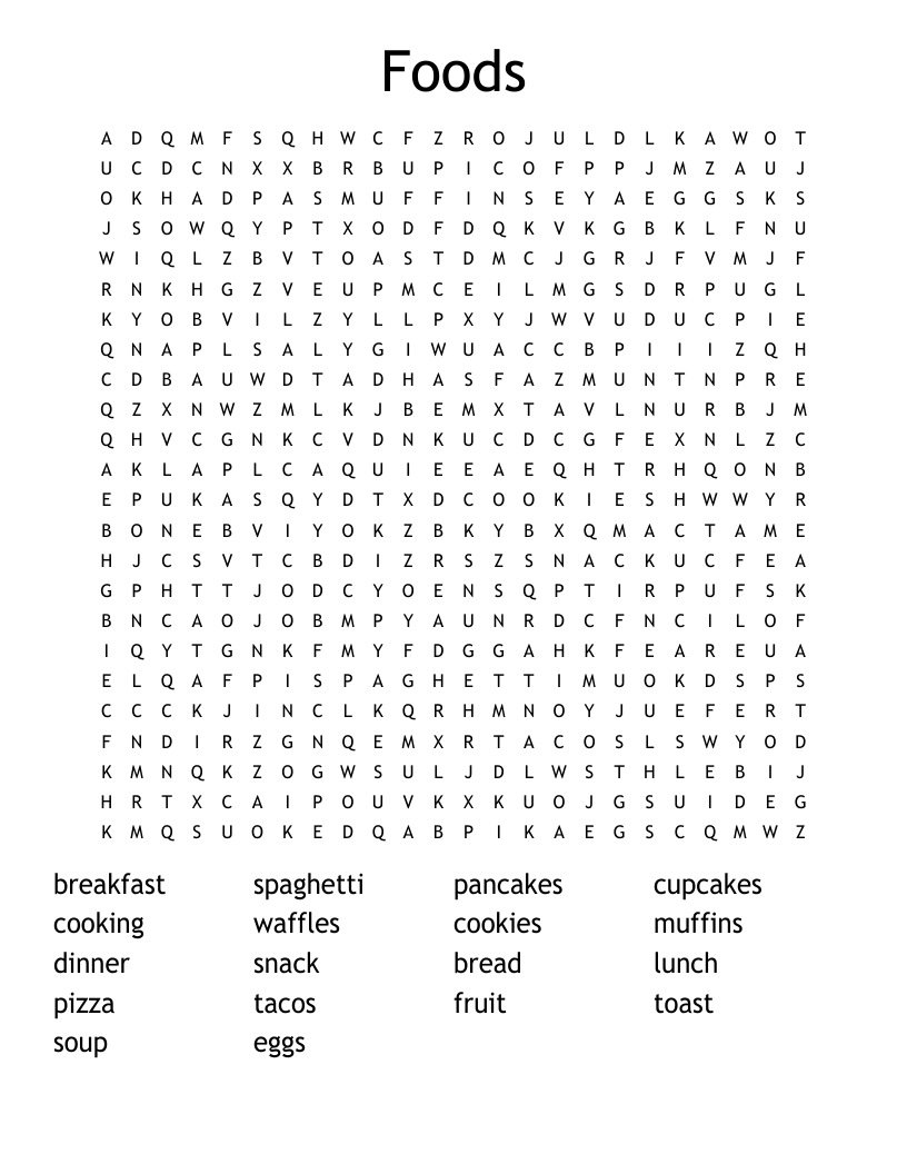 Foods Word Search