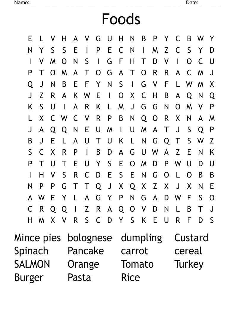 Foods Word Search