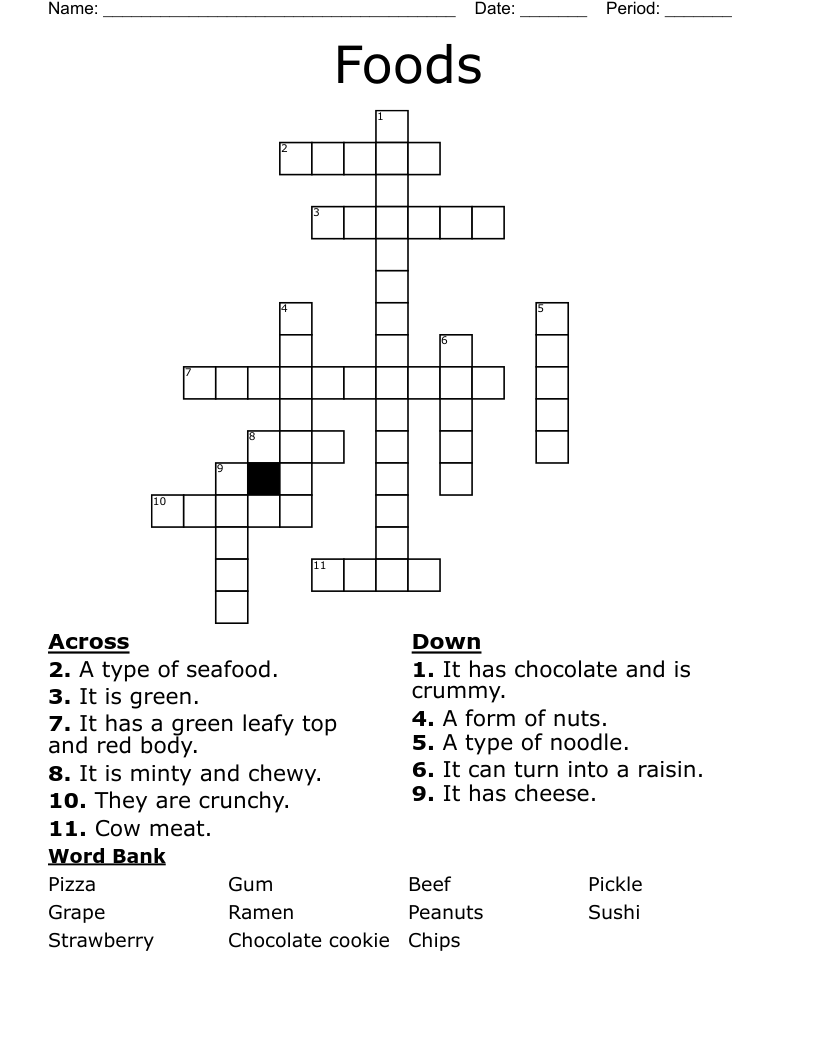 Foods Crossword