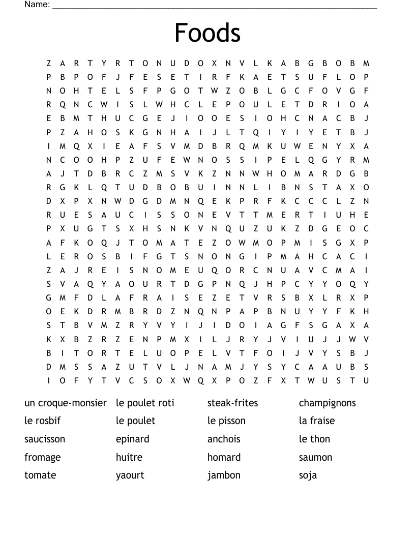 Foods Word Search
