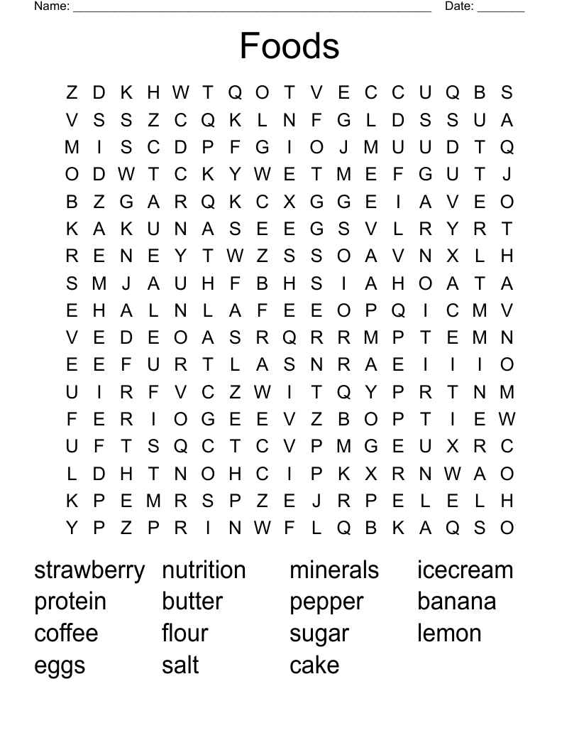 Foods Word Search