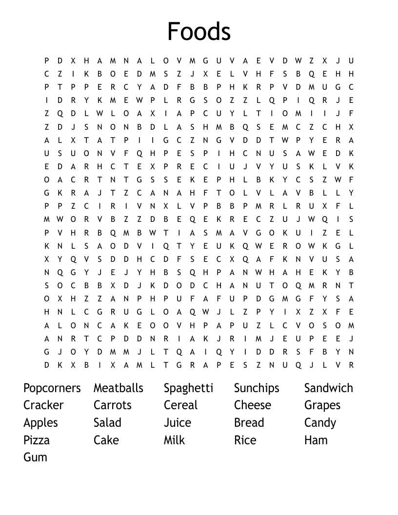 Foods Word Search