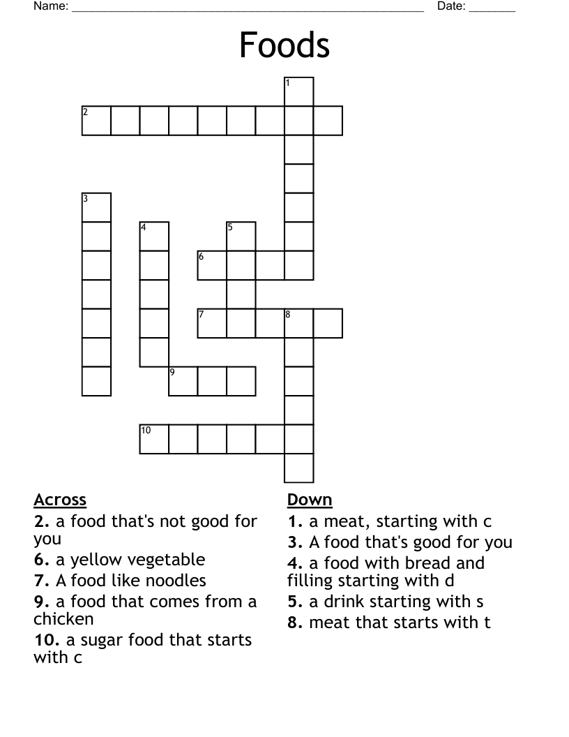 Foods Crossword