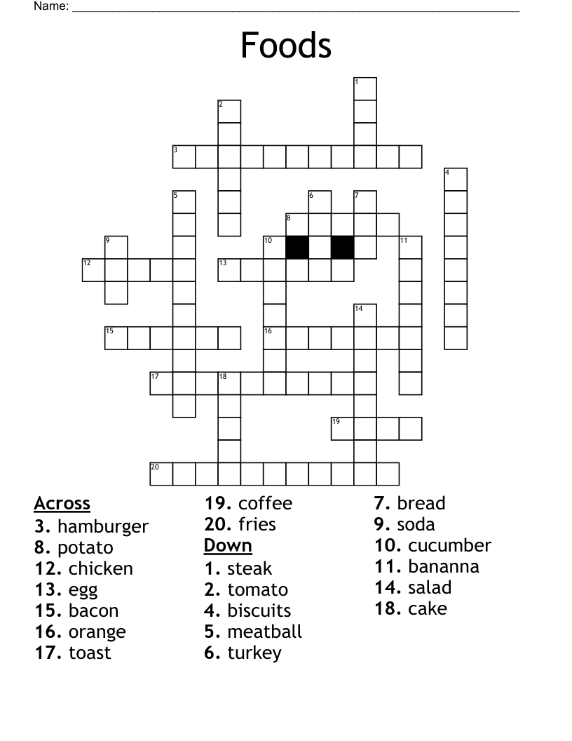 Foods Crossword