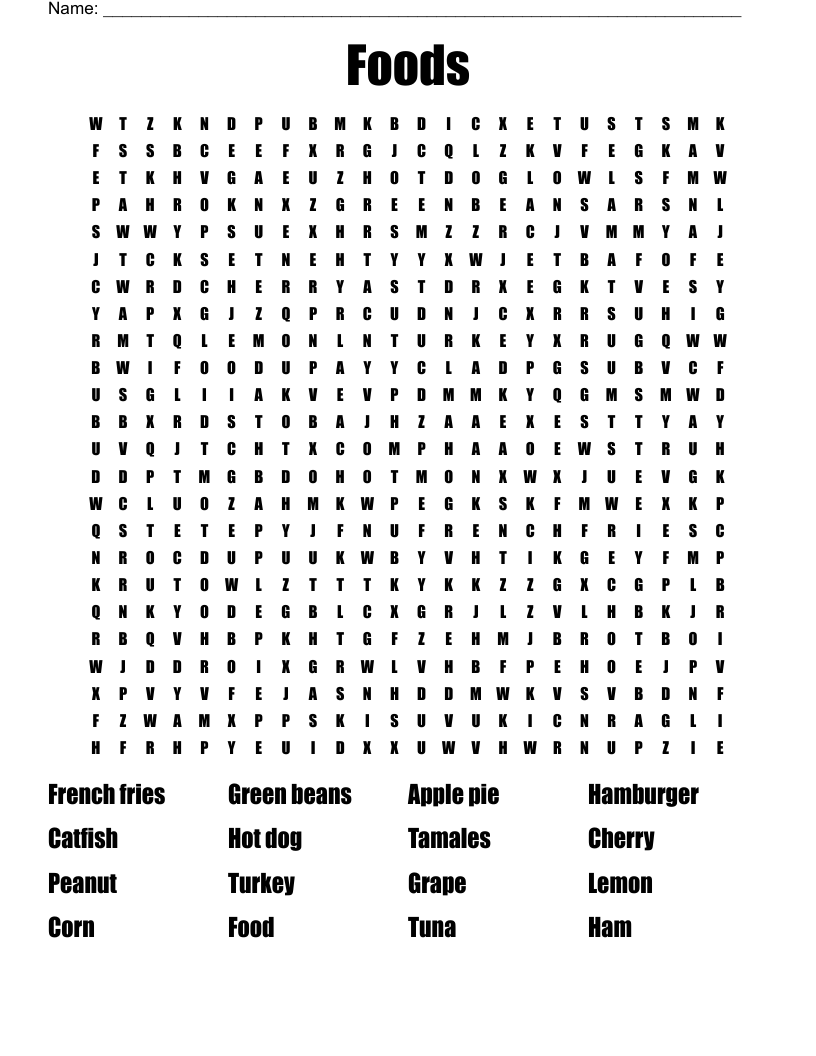 Foods Word Search