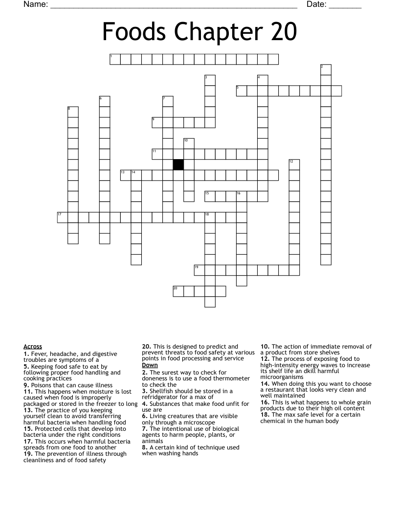 Foods Chapter 20  Crossword