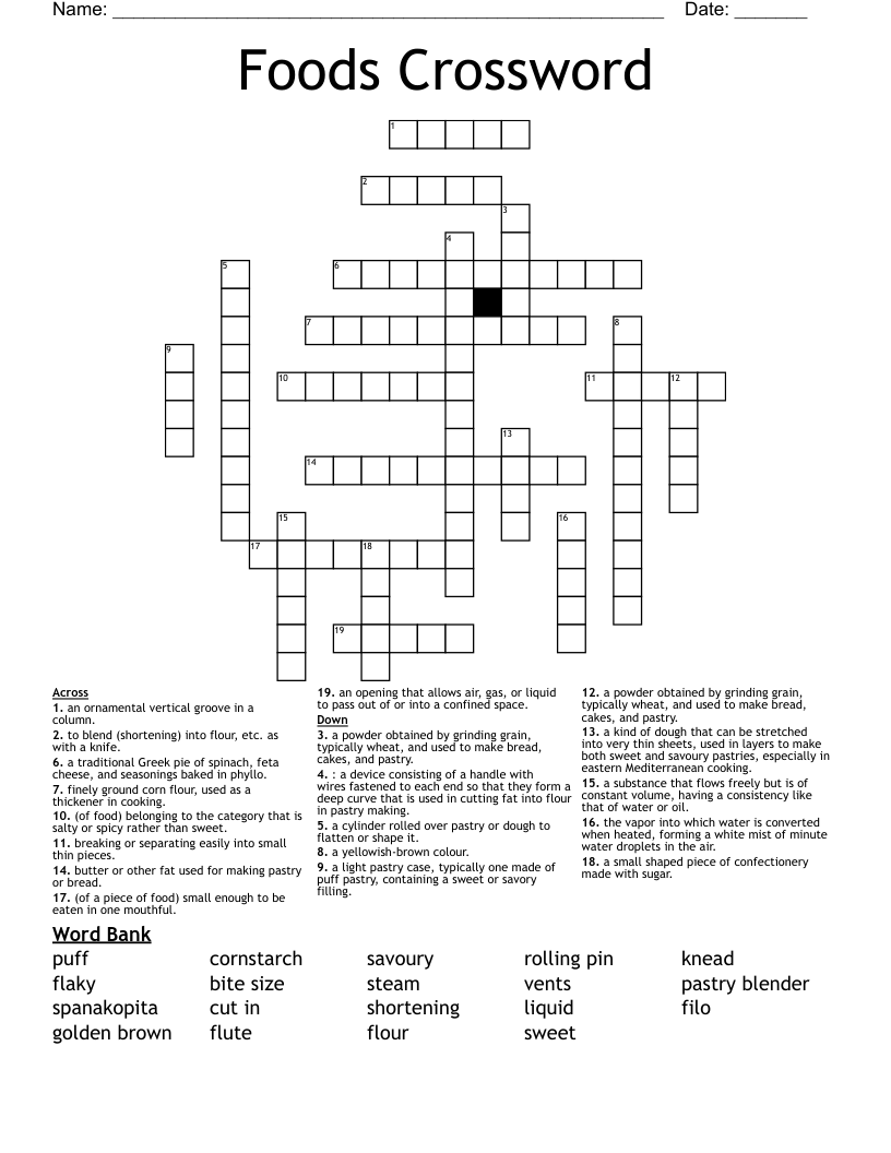 Foods Crossword