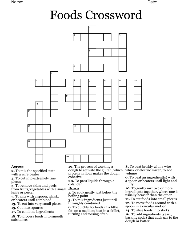 Foods Crossword