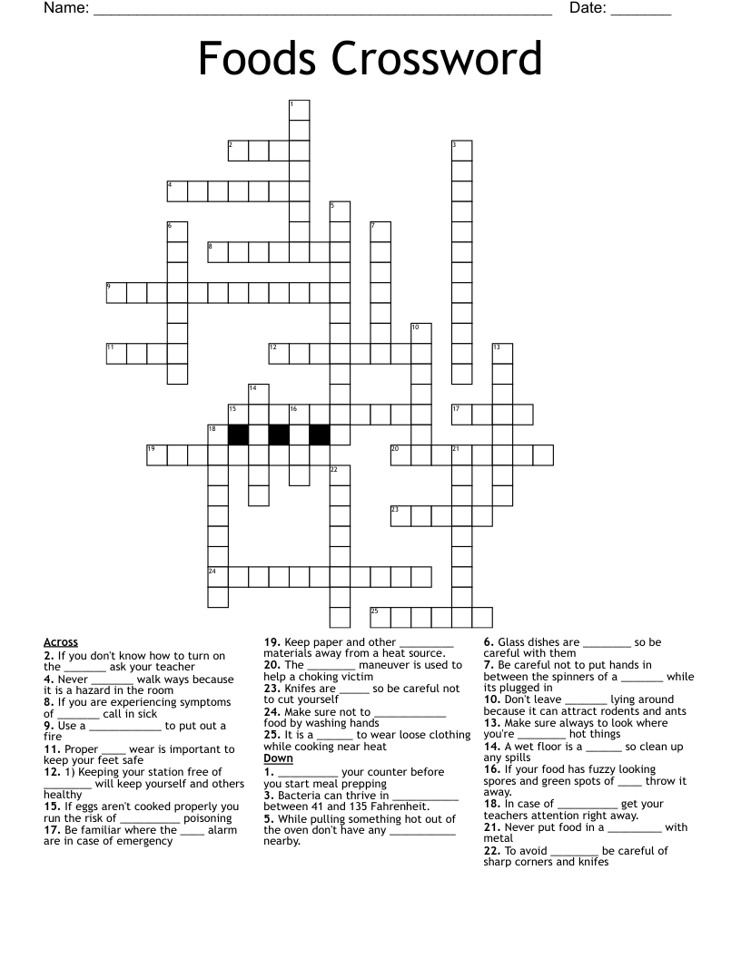 Foods Crossword