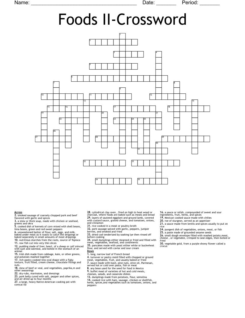 Foods II-Crossword