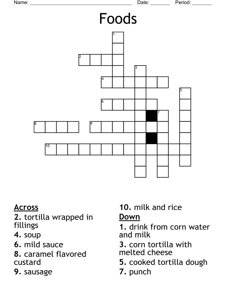 Foods  Crossword