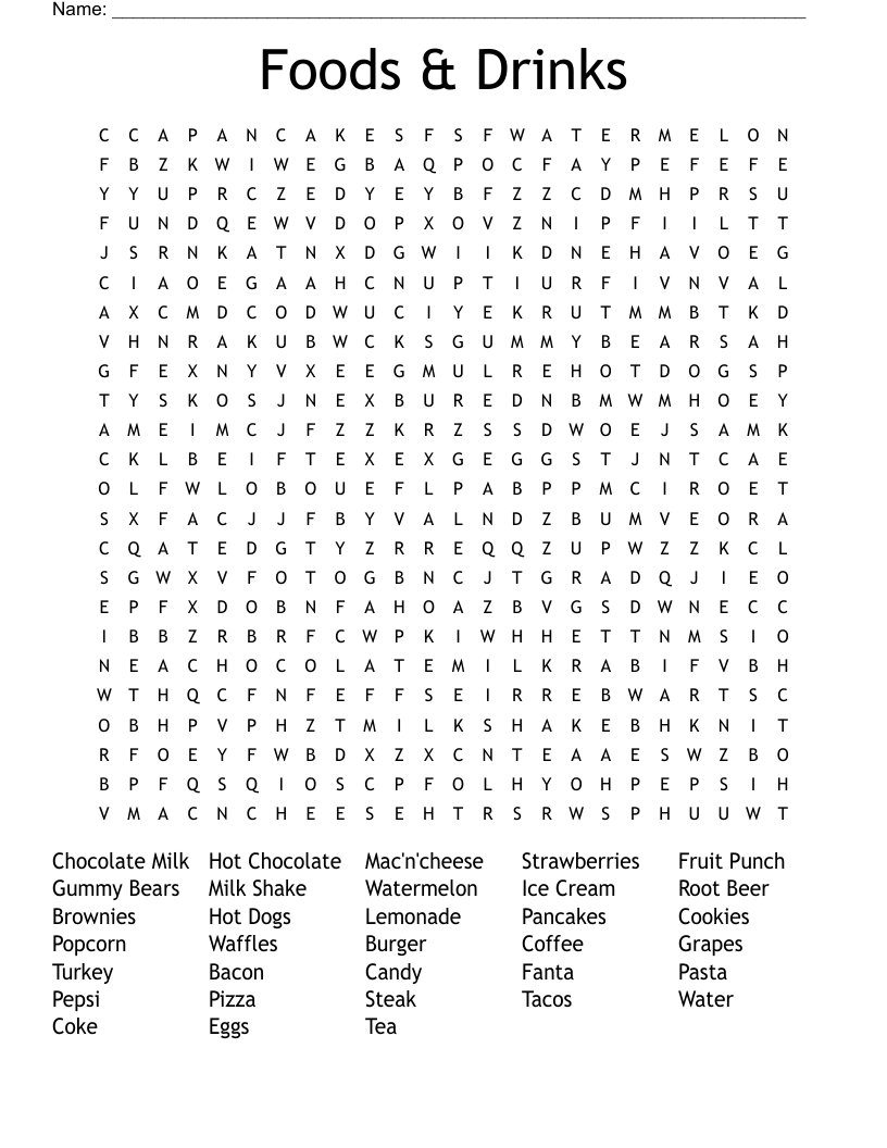 Foods & Drinks Word Search