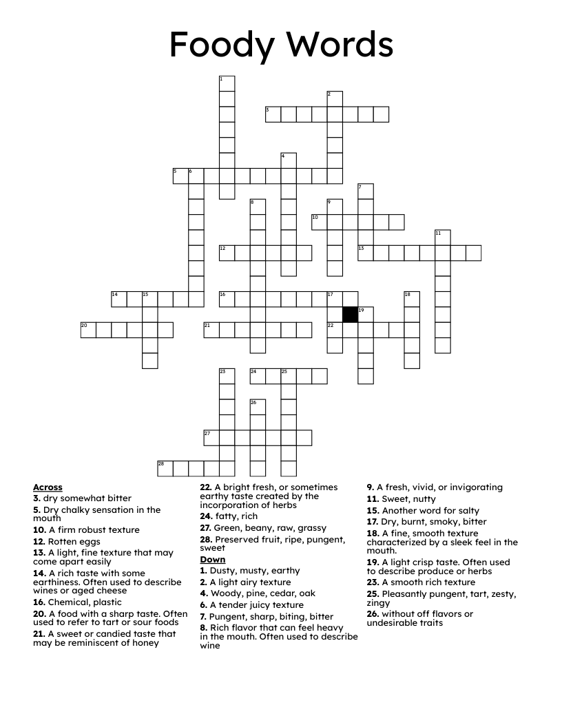 Foody Words Crossword