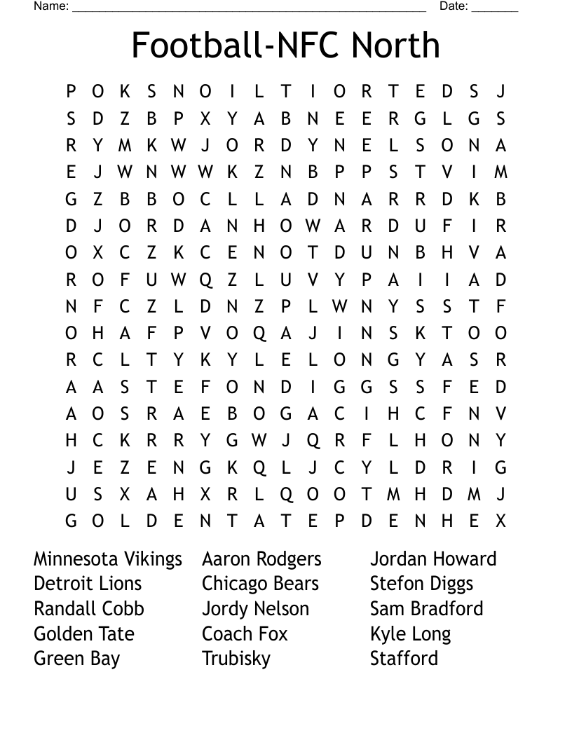 Football-NFC North Word Search