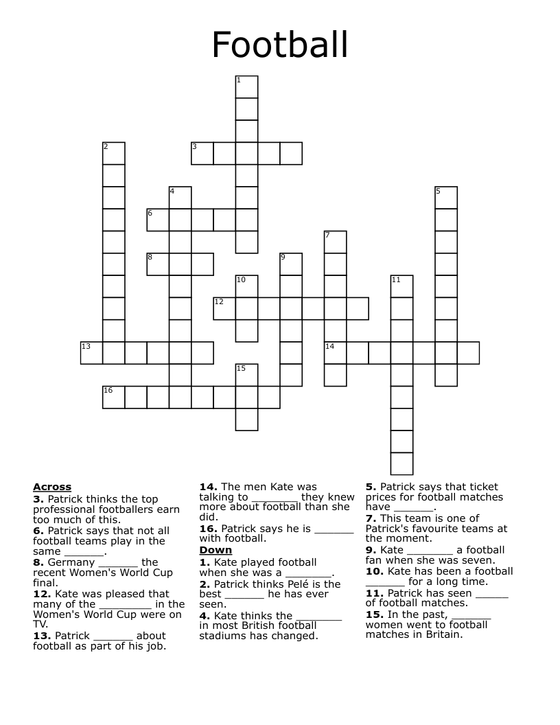 Football Crossword