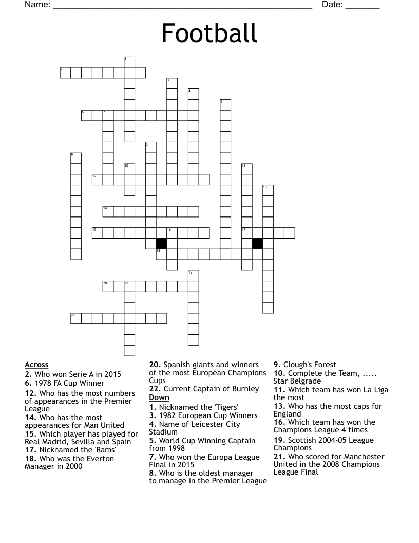 Football Crossword