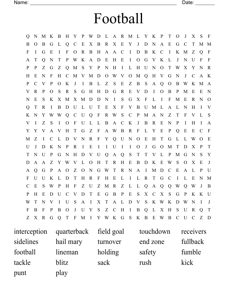 Football Word Search