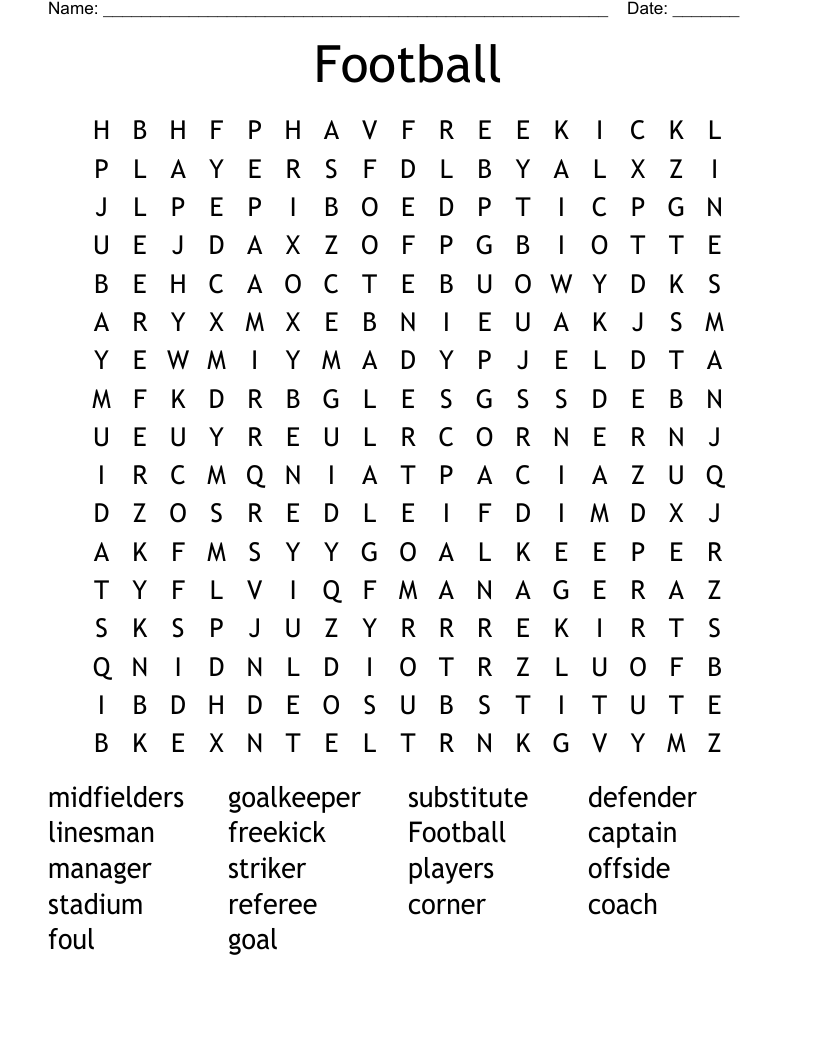 Football Word Search