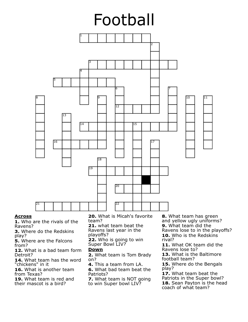 Football Crossword
